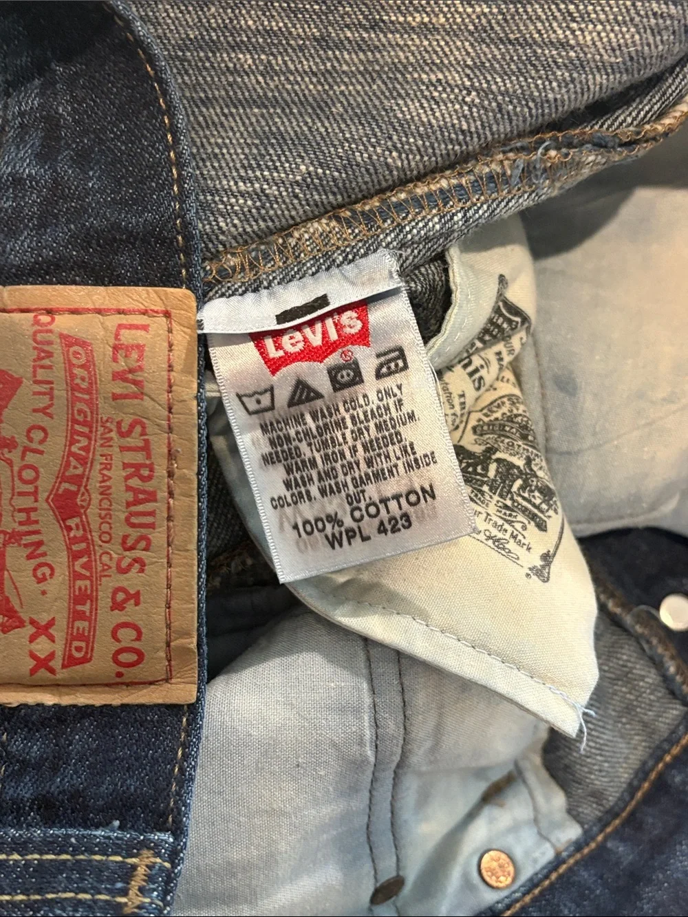 Levi's 501 Straight Leg Button-Fly Dark Blue Straight Jeans